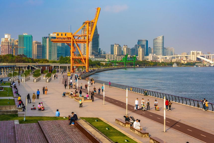 The Xuhui riverside promenade was once a hive of industrial activity.